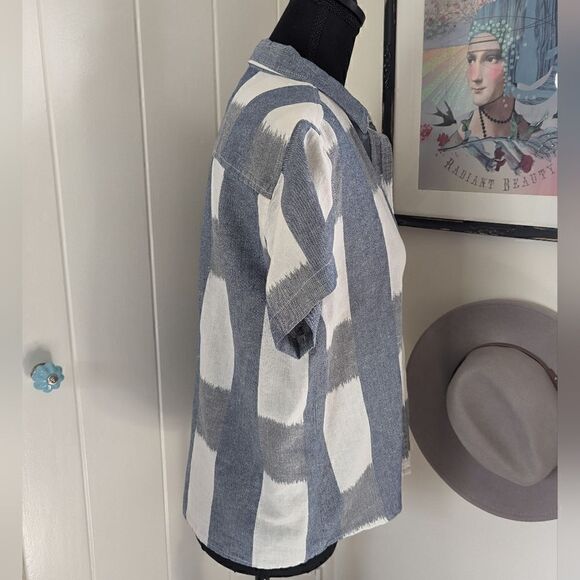 Current/Elliott Linen Shirt S Coastal Preppy Academia Minimalist Retro Chic - Picture 5 of 12